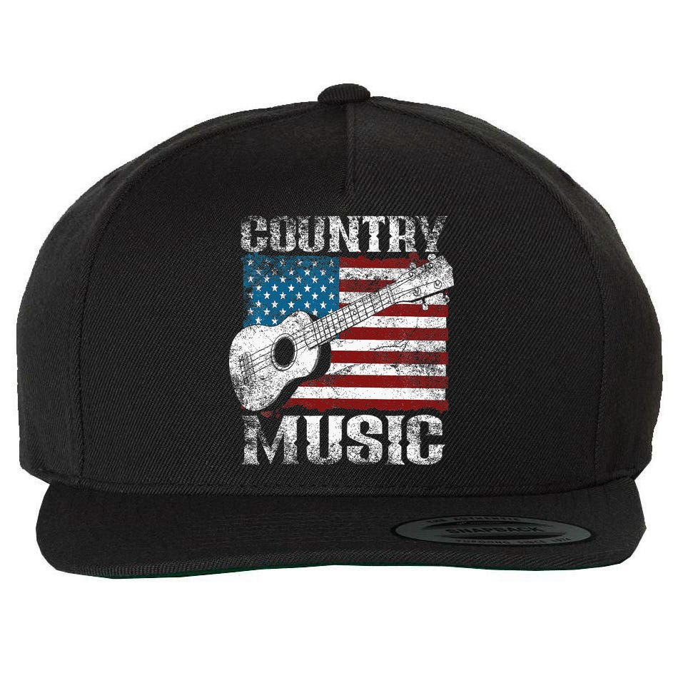 American Flag Guitar Player Funny Country Music Lover Wool Snapback Cap