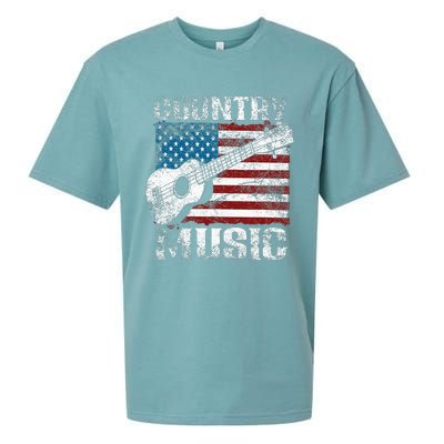 American Flag Guitar Player Funny Country Music Lover Sueded Cloud Jersey T-Shirt