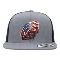 American Football Gifts Usa Flag American Football Us Flag Flat Bill Trucker Hat