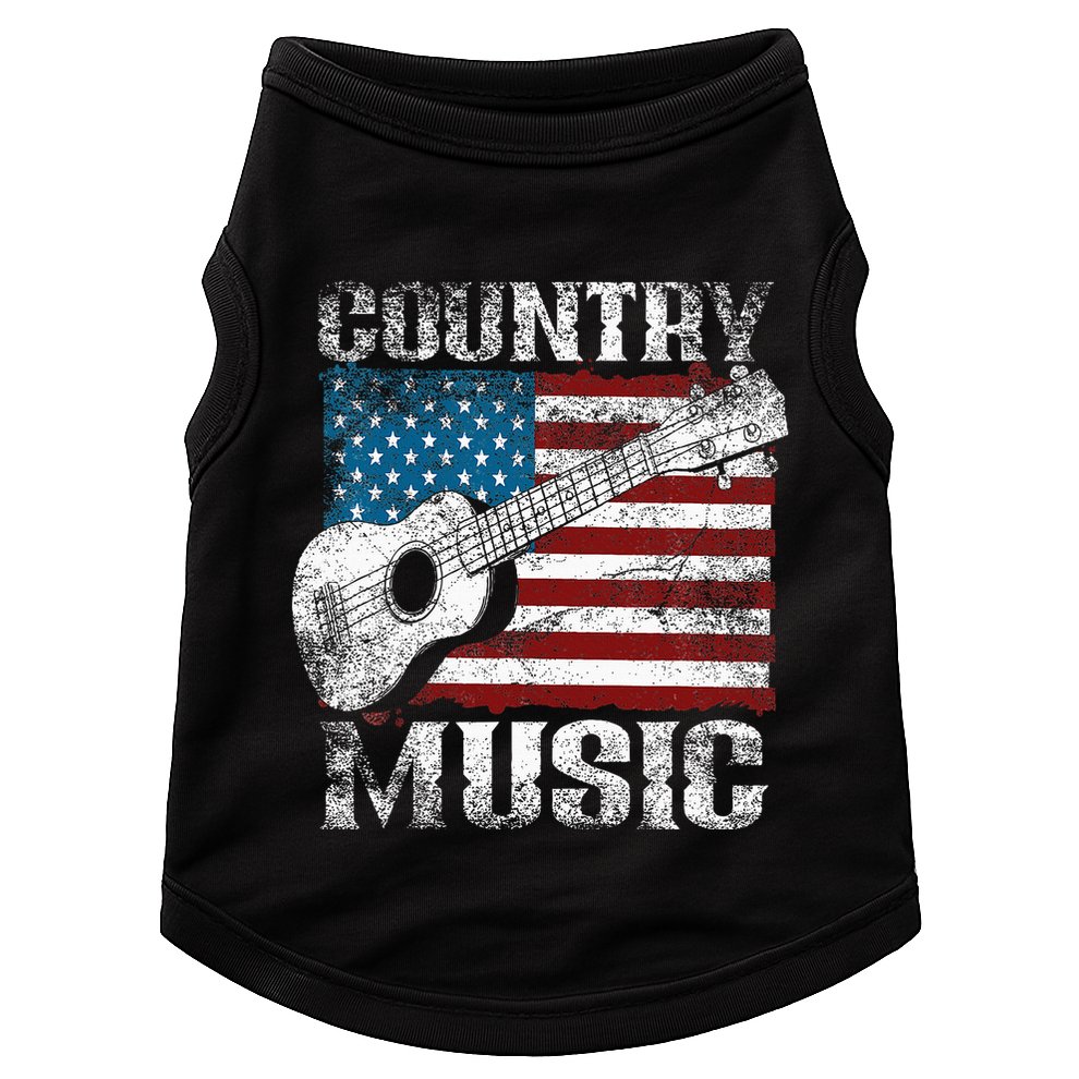 American Flag Guitar Player Funny Country Music Lover Doggie Tank