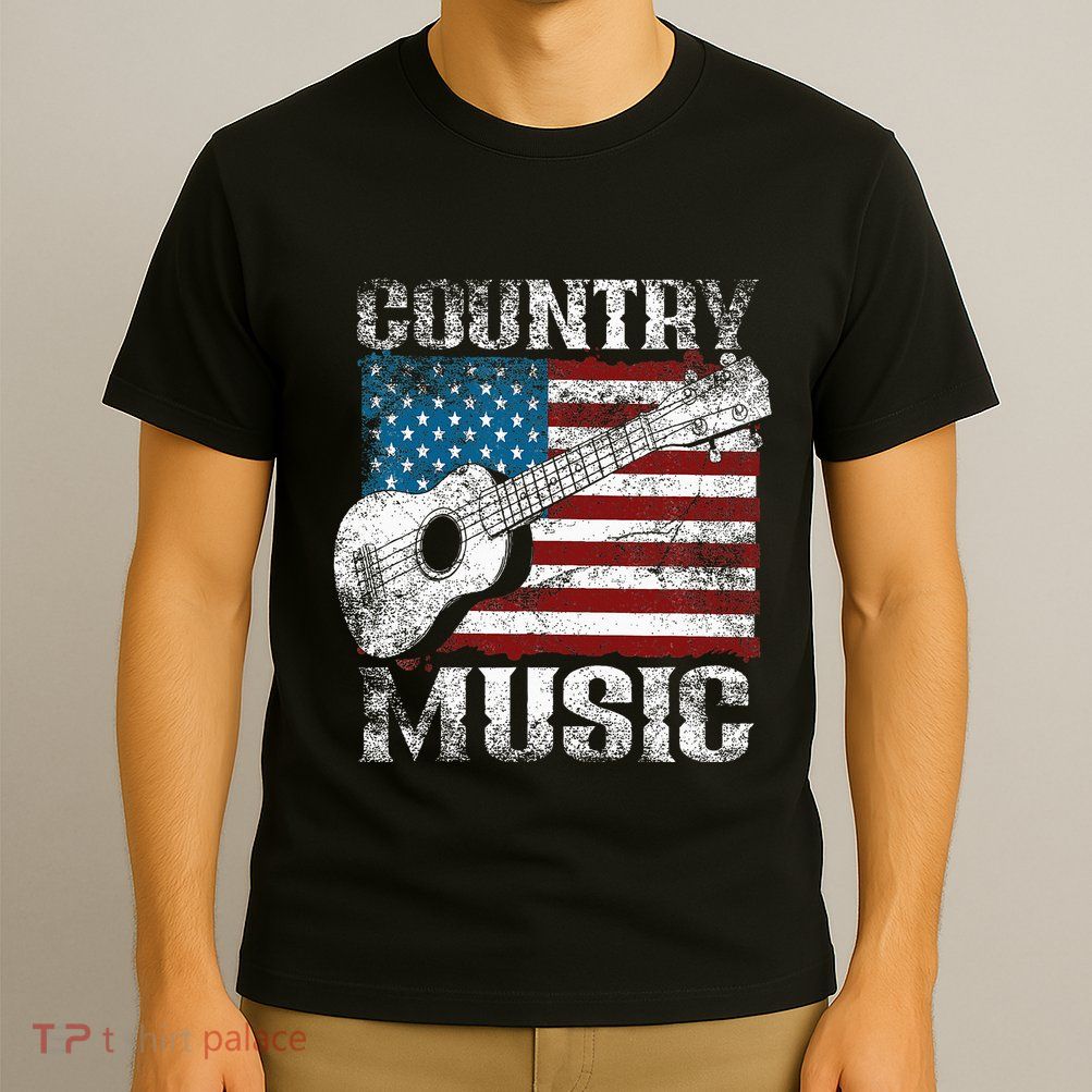American Flag Guitar Player Funny Country Music Lover T-Shirt
