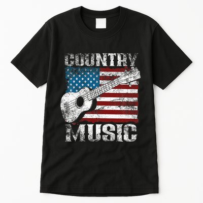 American Flag Guitar Player Funny Country Music Lover Tall T-Shirt