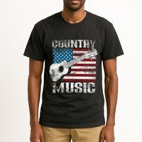 American Flag Guitar Player Funny Country Music Lover Tall T-Shirt
