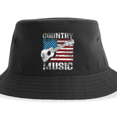 American Flag Guitar Player Funny Country Music Lover Sustainable Bucket Hat