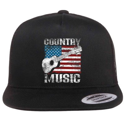 American Flag Guitar Player Funny Country Music Lover Flatbill Hat