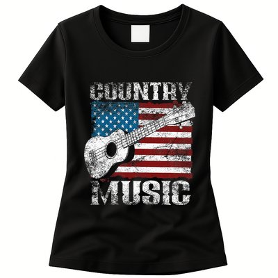 American Flag Guitar Player Funny Country Music Lover Womens T-Shirt