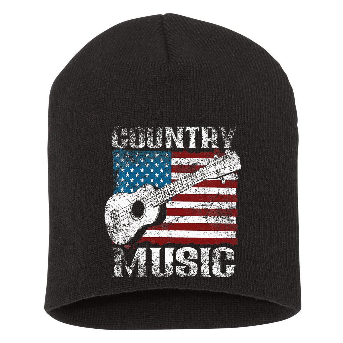 American Flag Guitar Player Funny Country Music Lover Short Acrylic Beanie