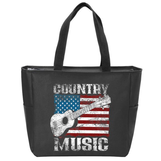 American Flag Guitar Player Funny Country Music Lover Zip Tote Bag