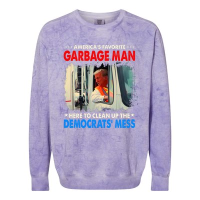 Americas Favorite Garbage Man Here To Clean Up The Democrats Mess Trump 2024 Colorblast Crewneck Sweatshirt