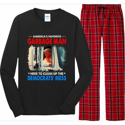 Americas Favorite Garbage Man Here To Clean Up The Democrats Mess Trump 2024 Long Sleeve Pajama Set