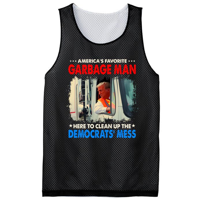 Americas Favorite Garbage Man Here To Clean Up The Democrats Mess Trump 2024 Mesh Reversible Basketball Jersey Tank