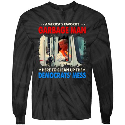 Americas Favorite Garbage Man Here To Clean Up The Democrats Mess Trump 2024 Tie-Dye Long Sleeve Shirt