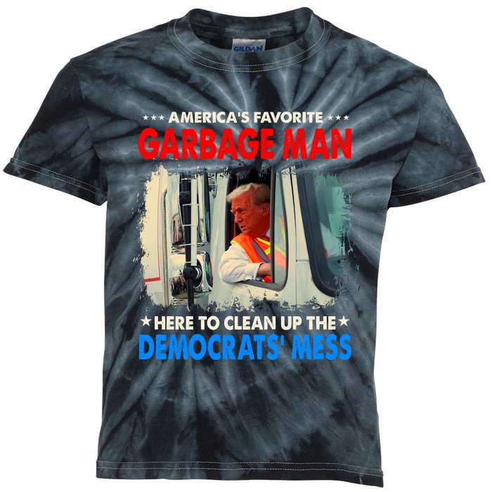 Americas Favorite Garbage Man Here To Clean Up The Democrats Mess Trump 2024 Kids Tie-Dye T-Shirt