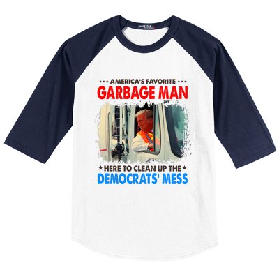 Americas Favorite Garbage Man Here To Clean Up The Democrats Mess Trump 2024 Baseball Sleeve Shirt