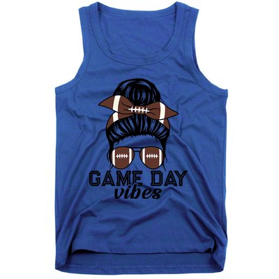 American Football Game Day Messy Bun Football Lovers Mom Gift Tank Top