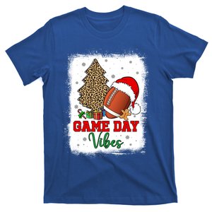 America Football Game Day Vibes Leopard Football Santa Hat Gift T-Shirt