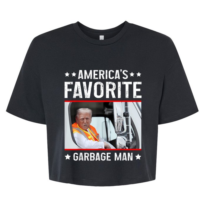 AmericaS Favorite Garbage Man Funny Trump Garbage Truck Bella+Canvas Jersey Crop Tee