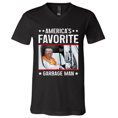 AmericaS Favorite Garbage Man Funny Trump Garbage Truck V-Neck T-Shirt