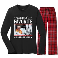 AmericaS Favorite Garbage Man Funny Trump Garbage Truck Women's Long Sleeve Flannel Pajama Set 