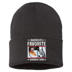 AmericaS Favorite Garbage Man Funny Trump Garbage Truck Sustainable Knit Beanie