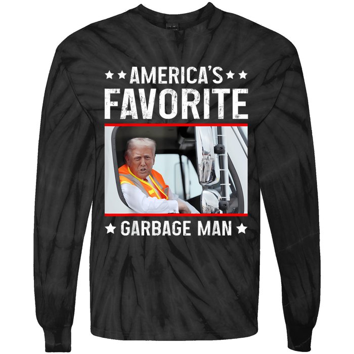 AmericaS Favorite Garbage Man Funny Trump Garbage Truck Tie-Dye Long Sleeve Shirt