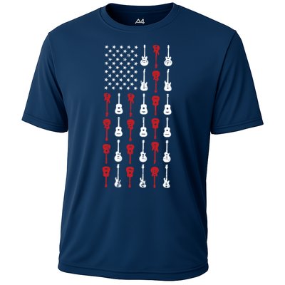 American Flag Guitar 4th Of July Vintage Patriotic Guitarist Performance Shirt