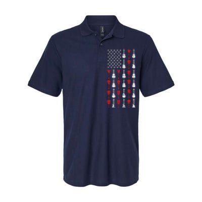 American Flag Guitar 4th Of July Vintage Patriotic Guitarist Softstyle Adult Sport Polo