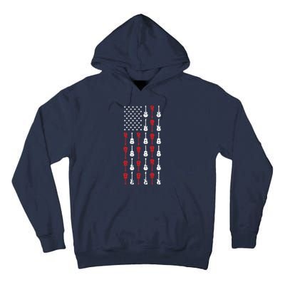 American Flag Guitar 4th Of July Vintage Patriotic Guitarist Tall Hoodie