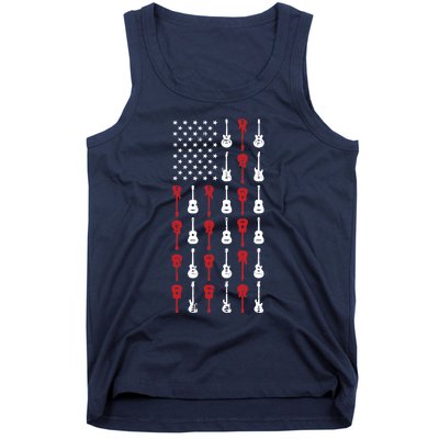 American Flag Guitar 4th Of July Vintage Patriotic Guitarist Tank Top