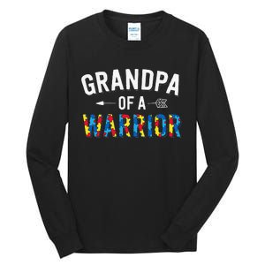 Autism Family Grandpa Of A Warrior Autism Awareness Tall Long Sleeve T-Shirt