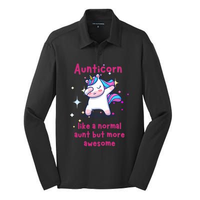 Aunticorn Funny Gift Silk Touch Performance Long Sleeve Polo