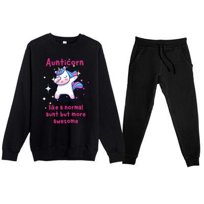 Aunticorn Funny Gift Premium Crewneck Sweatsuit Set