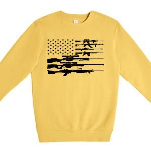 American Flag Gun Patriot Premium Crewneck Sweatshirt