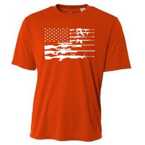 American Flag Gun Patriot Cooling Performance Crew T-Shirt