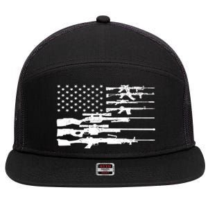 American Flag Gun Patriot 7 Panel Mesh Trucker Snapback Hat