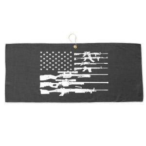 American Flag Gun Patriot Large Microfiber Waffle Golf Towel