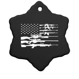 American Flag Gun Patriot Ceramic Star Ornament