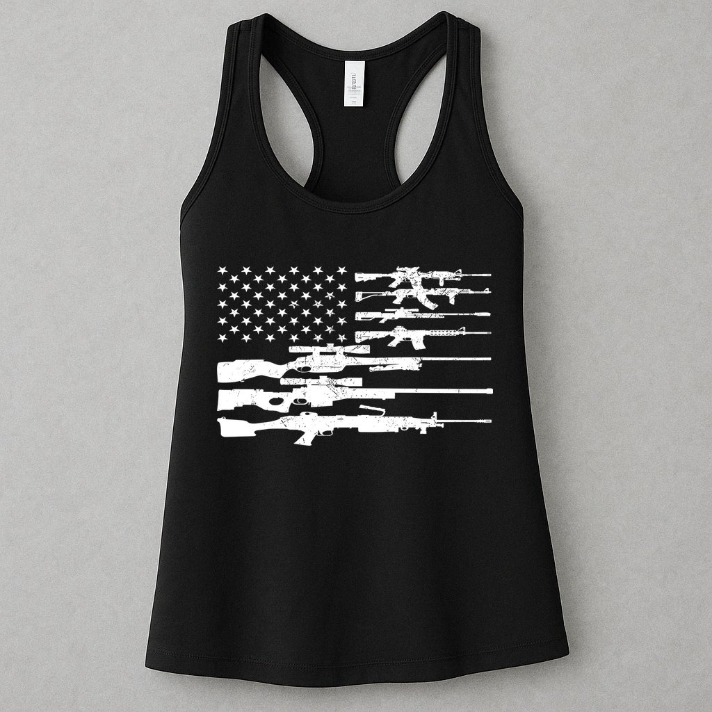 American Flag Gun Patriot Womens Tank Top