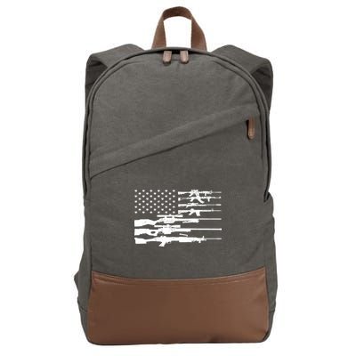 American Flag Gun Patriot Cotton Canvas Backpack