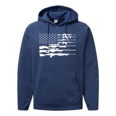 American Flag Gun Patriot Performance Fleece Hoodie