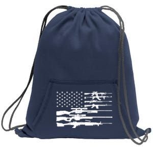 American Flag Gun Patriot Sweatshirt Cinch Pack Bag