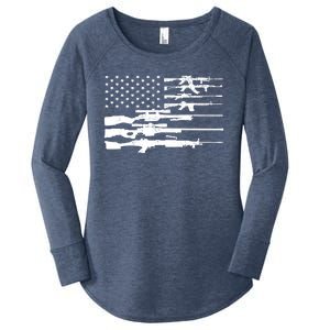 American Flag Gun Patriot Women's Perfect Tri Tunic Long Sleeve Shirt