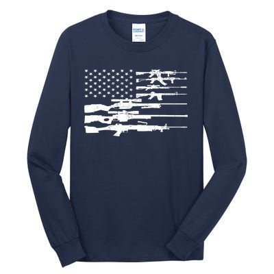 American Flag Gun Patriot Tall Long Sleeve T-Shirt