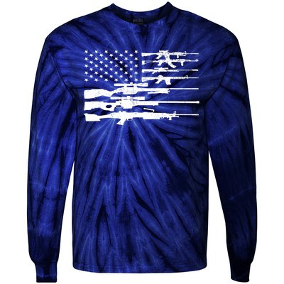 American Flag Gun Patriot Tie-Dye Long Sleeve Shirt