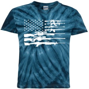 American Flag Gun Patriot Kids Tie-Dye T-Shirt