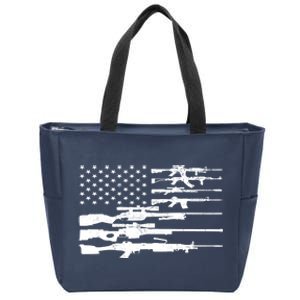 American Flag Gun Patriot Zip Tote Bag