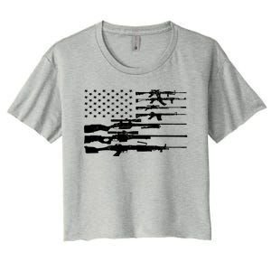 American Flag Gun Patriot Women's Crop Top Tee