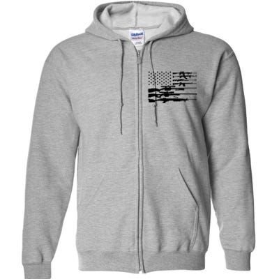 American Flag Gun Patriot Full Zip Hoodie