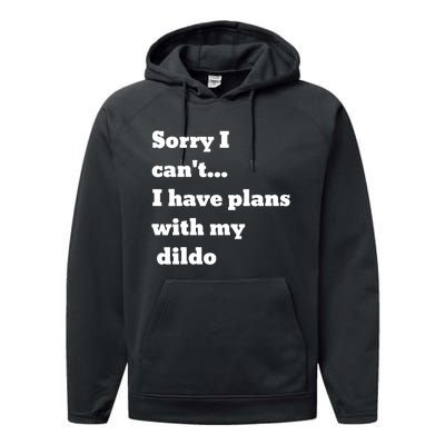 A Funny Gift Sorry I Can't I Have Plans With My Dildo Performance Fleece Hoodie