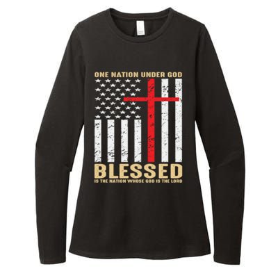 American Flag Gift One Nation Under God Great Gift Womens CVC Long Sleeve Shirt